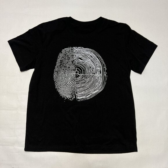 Tree Rings/Finger Print Graphic/Vinyl T-Shirt Shirt Sleeve Black XL - Picture 1 of 7